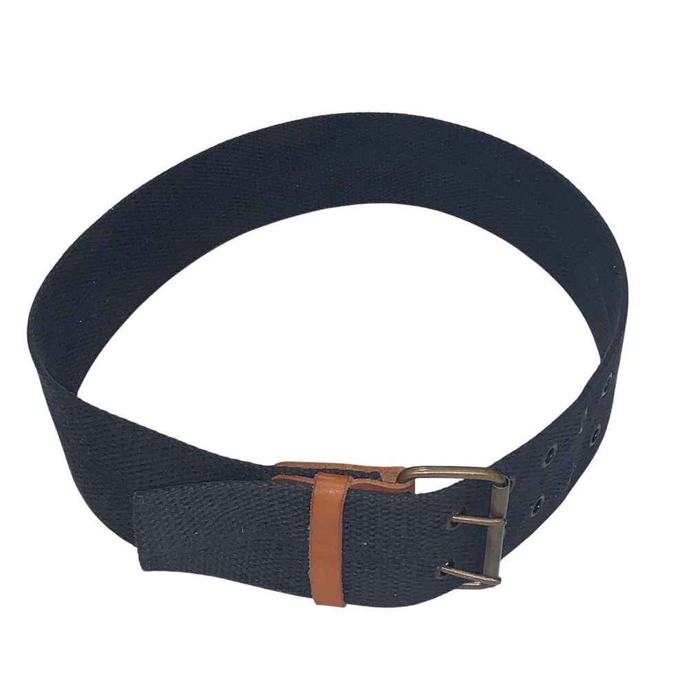 Vintage Canvas Belt Double Grommet Black Belt Adjustable Casual Belt Womens S/M
